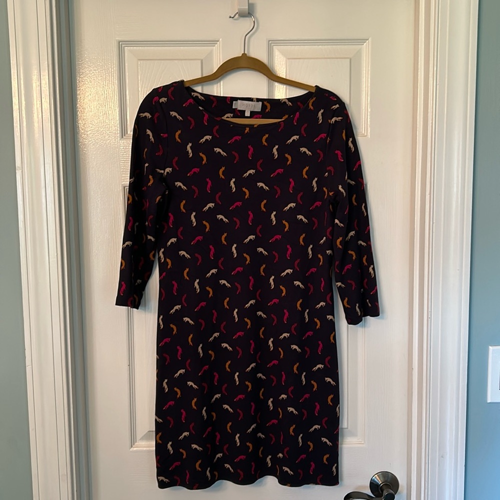 Women’s Hobbs London Navy Fox Pattern Mini Dress US Size 12 (Tailored)